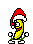 Emoticon Banana bailando con gorro de navidad