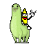 Emoticon Banana montando un monstruo