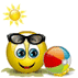 Emoticon playing on the beach
