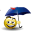 Emoticon paraguas en lluvia de corazones