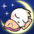 Emoticon Onion Head dormindo na lua