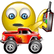 Emoticon Jugando con un auto
