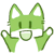 Emoticon Red Fox Verde feliz
